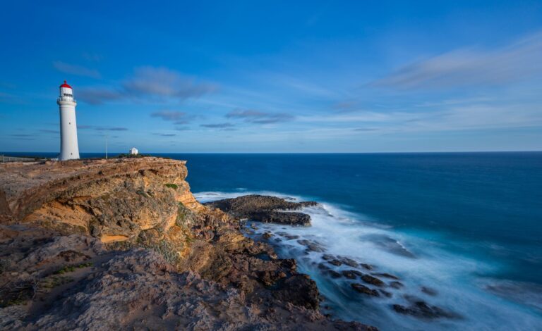 Cape Nelson Lighthouse overlooking the Southern Ocean in Victoria Australia